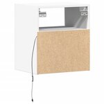 vidaXL Table de chevet murale avec lumières LED blanc