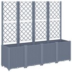 vidaXL Jardinière avec treillis gris 160x40x140 cm PP