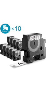 DYMO LabelManager Pack de 10 cassettes ruban D1 haute résistance Noir/Blanc 19mm x 7m