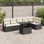 Set de Canapé de Jardin vidaXL 7 pièces avec Coussins Noir Poly Rotin