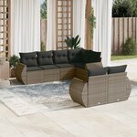vidaXL Salon de jardin avec coussins 7 Pièces gris résine tressée