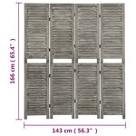 vidaXL Cloison de séparation 4 panneaux Gris 143x166 cm Bois solide