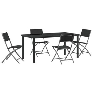vidaXL Ensemble de salle à manger de jardin 5 pièces Noir Tissu textilène et Acier