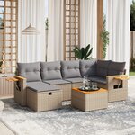 vidaXL Salon de jardin avec coussins 7Pièces mélange beige résine tressée