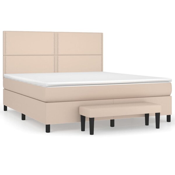 vidaXL Lit à sommier tapissier avec matelas Cappuccino 180x200 cm
