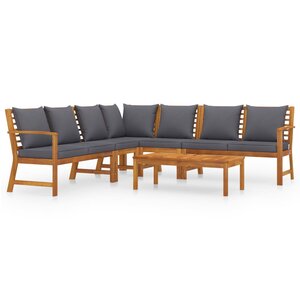 vidaXL Salon de jardin 6 Pièces avec coussin Bois d'acacia solide