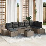 vidaXL Ensemble de canapé de jardin 8 pièces avec coussins gris en rotin synthétique