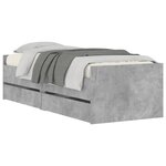 vidaXL Cadre de lit sans matelas gris béton 75x190 cm