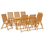 vidaXL Ensemble à manger de jardin 9 Pièces bois d'acacia solide