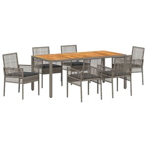 vidaXL Ensemble de salle à manger pour jardin 7 Pièces Gris Poly rotin