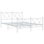 vidaXL Cadre de lit métal avec tête de lit/pied de lit blanc 137x190cm