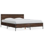 vidaXL Cadre de lit chêne marron 160x200 cm bois d'ingénierie et métal