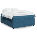vidaXL Sommier à lattes de lit et matelas Bleu foncé 140x190cm Velours