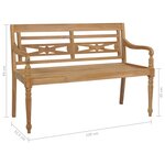 vidaXL Banc Batavia avec coussin vert vif 120 cm Bois de teck massif