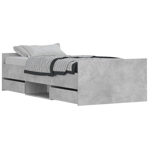vidaXL Cadre de lit tête de lit et pied de lit gris béton 90x200 cm