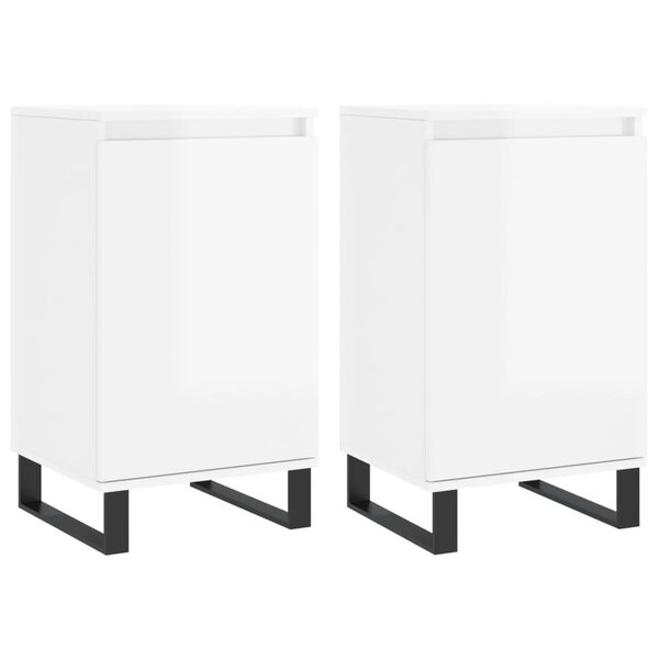 vidaXL Buffets 2 Pièces blanc brillant 40x35x70 cm bois d'ingénierie