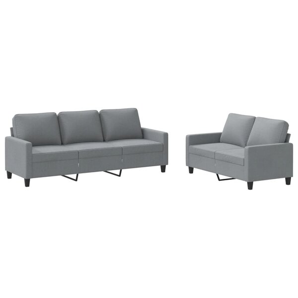 vidaXL Ensemble de canapés 2 Pièces avec coussins Gris clair Tissu