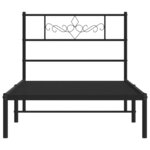 vidaXL Cadre de lit métal avec tête de lit noir 75x190 cm