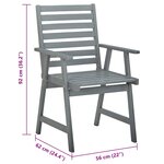 vidaXL Chaises à manger d'extérieur lot de 3 et coussins Acacia massif