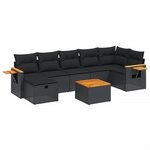 vidaXL Salon de jardin 8 Pièces avec coussins noir résine tressée