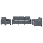 vidaXL Ensemble de canapés 3 Pièces avec coussins gris foncé velours