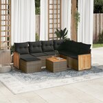 vidaXL Salon de jardin 8 Pièces avec coussins gris résine tressée