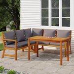 vidaXL Ensemble à manger de jardin 4 Pièces coussins Bois acacia