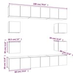 vidaXL Ensemble de meubles TV 10 Pièces Sonoma gris Bois d'ingénierie