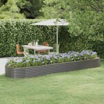 vidaXL Lit surélevé de jardin Acier enduit de poudre 396x100x36cm gris