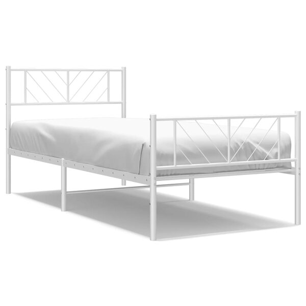 vidaXL Cadre de lit métal avec tête de lit/pied de lit blanc 100x200cm