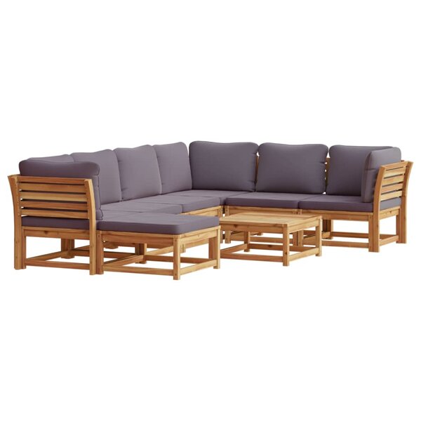 vidaXL Salon de jardin avec coussins 8 Pièces bois massif d'acacia