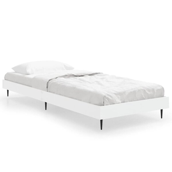 vidaXL Cadre de lit blanc 75x190 cm bois d'ingénierie