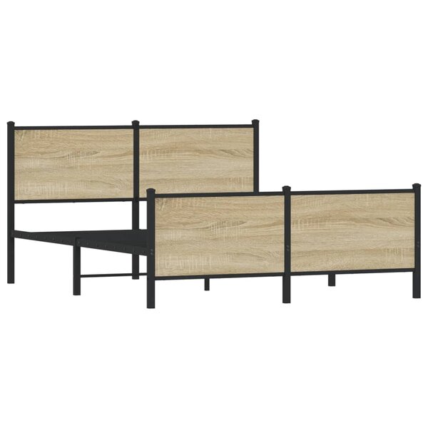 vidaXL Cadre de lit métal avec tête de lit et pied de lit 137x190 cm