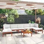 vidaXL Salon de jardin 8 Pièces avec coussins Crème Bois d'acacia solide