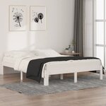 vidaXL Cadre de lit Blanc Bois massif 150x200 cm Très grand