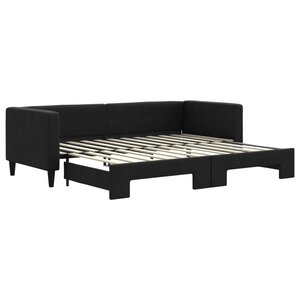 vidaXL Lit de jour avec lit gigogne noir 80x200 cm tissu