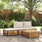 vidaXL Salon de jardin avec coussins 4 Pièces bois d'acacia massif