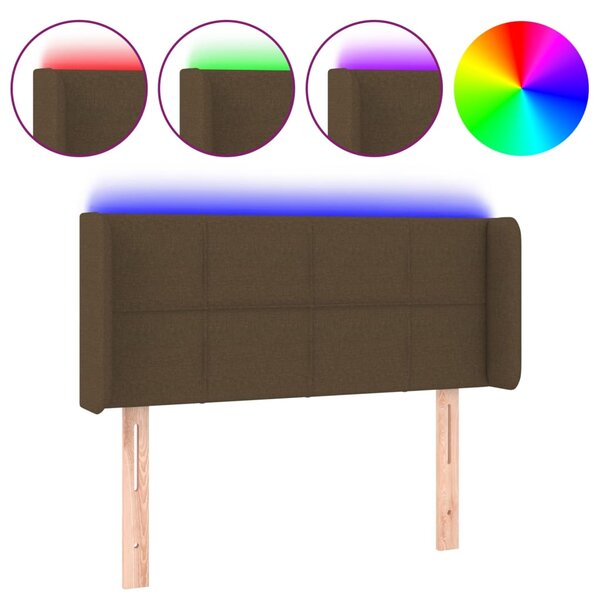 vidaXL Tête de lit à LED Marron foncé 93x16x78/88 cm Tissu