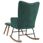 vidaXL Chaise à bascule avec repose-pied Vert foncé Velours