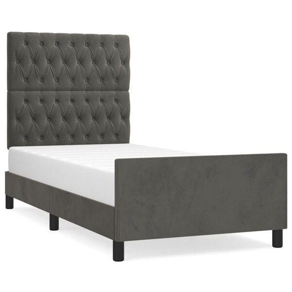 vidaXL Cadre de lit avec tête de lit Gris foncé 90x190 cm Velours