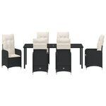 vidaXL Ensemble de Salle à Manger de Jardin 7 pièces avec Coussins en Rattan Synthétique Noir
