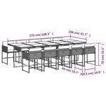 vidaXL Ensemble à manger de jardin 11Pièces avec coussins gris poly rotin