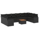 vidaXL Salon de jardin 11 Pièces avec coussins noir résine tressée