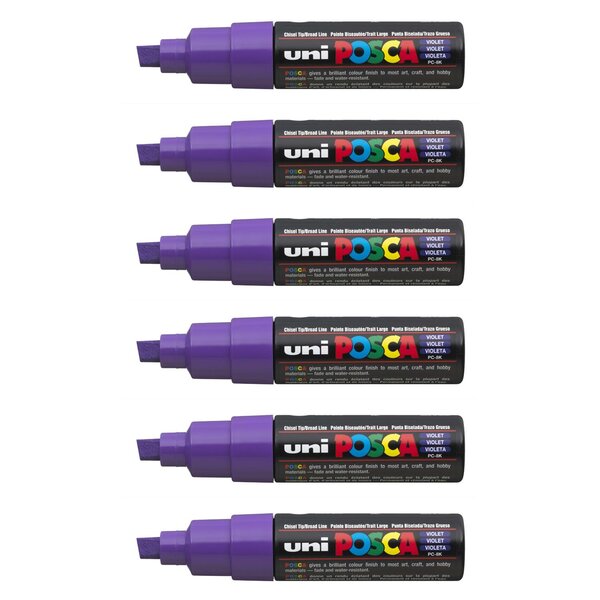 Marqueur pointe large biseautée POSCA PC8K 8mm Violet x 6 POSCA