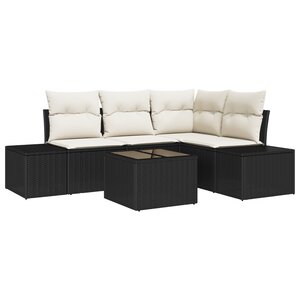 vidaXL Ensemble de canapés de jardin 4 pièces avec coussins en rattan synthétique brun