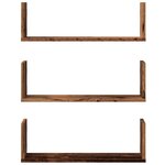 vidaXL Étagères murales 3 Pièces vieux bois 58x18x18 cm bois d'ingénierie
