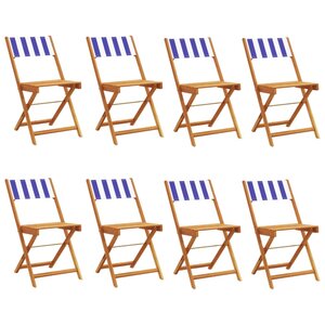 vidaXL Chaises de jardin pliantes lot de 8 tissu et bois massif