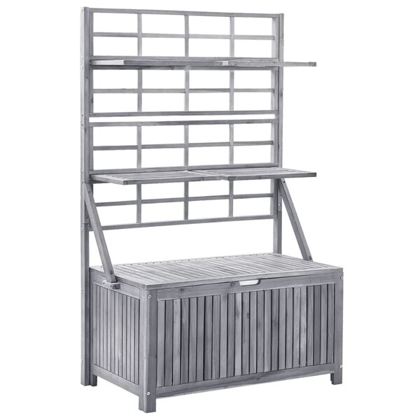 vidaXL Boîte de rangement avec treillis Gris 99x55x160cm Acacia solide