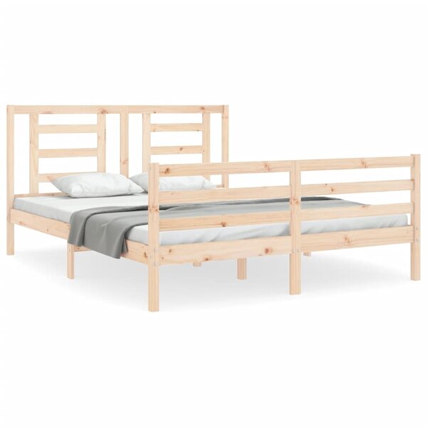 vidaXL Cadre de lit avec tête de lit 160x200 cm bois massif