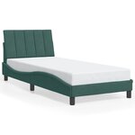 vidaXL Cadre de lit avec LED sans matelas vert foncé 90x190 cm velours